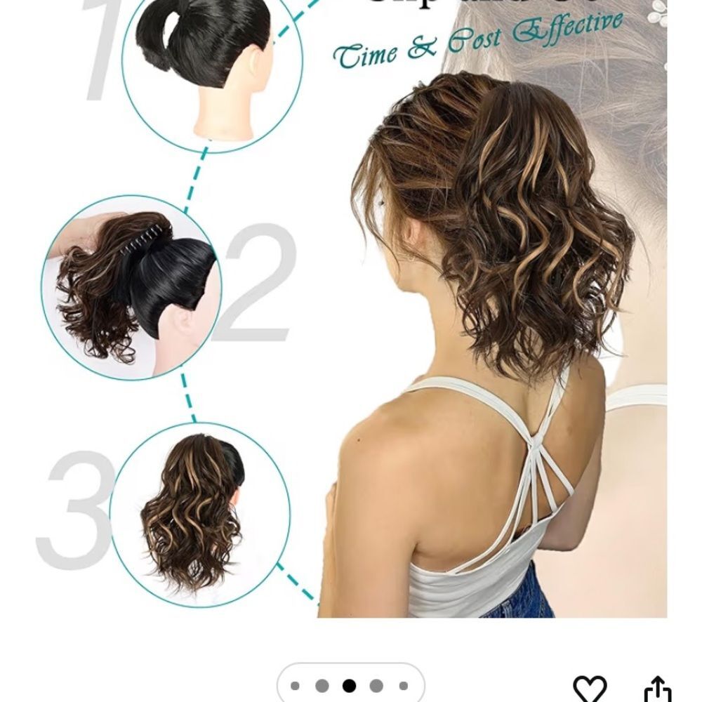 Ponytail Extension 12inch Natural Curly Wave Synthetic Hairpiece Highlight Claw